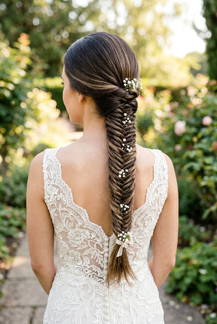 Bridal Fishtail Braid Straight Hair - 20 bridal hairstyle for straight sleek look - 20 bridal hairstyle for straight sleek look