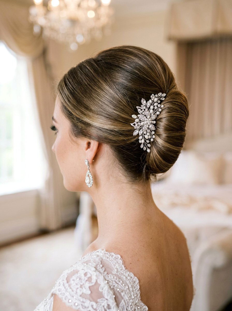 Bridal French Twist Updo - 20 glamorous bridal hairstyle ideas - 20 glamorous bridal hairstyle ideas
