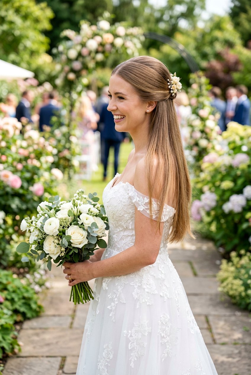 Bridal Half Up Half Down Straight Hair - 20 bridal hairstyle for straight sleek look - 20 bridal hairstyle for straight sleek look