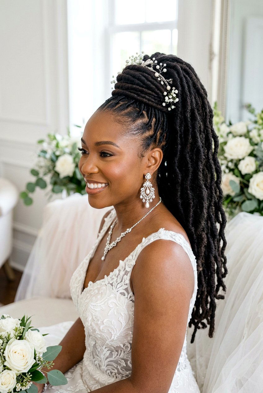Bridal Loc Ponytail With Volume - 20 bridal loc styles - 20 bridal loc styles