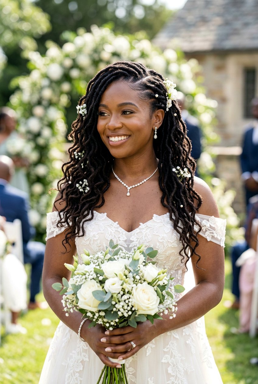 Bridal Locs With Side Part - 20 bridal loc styles - 20 bridal loc styles