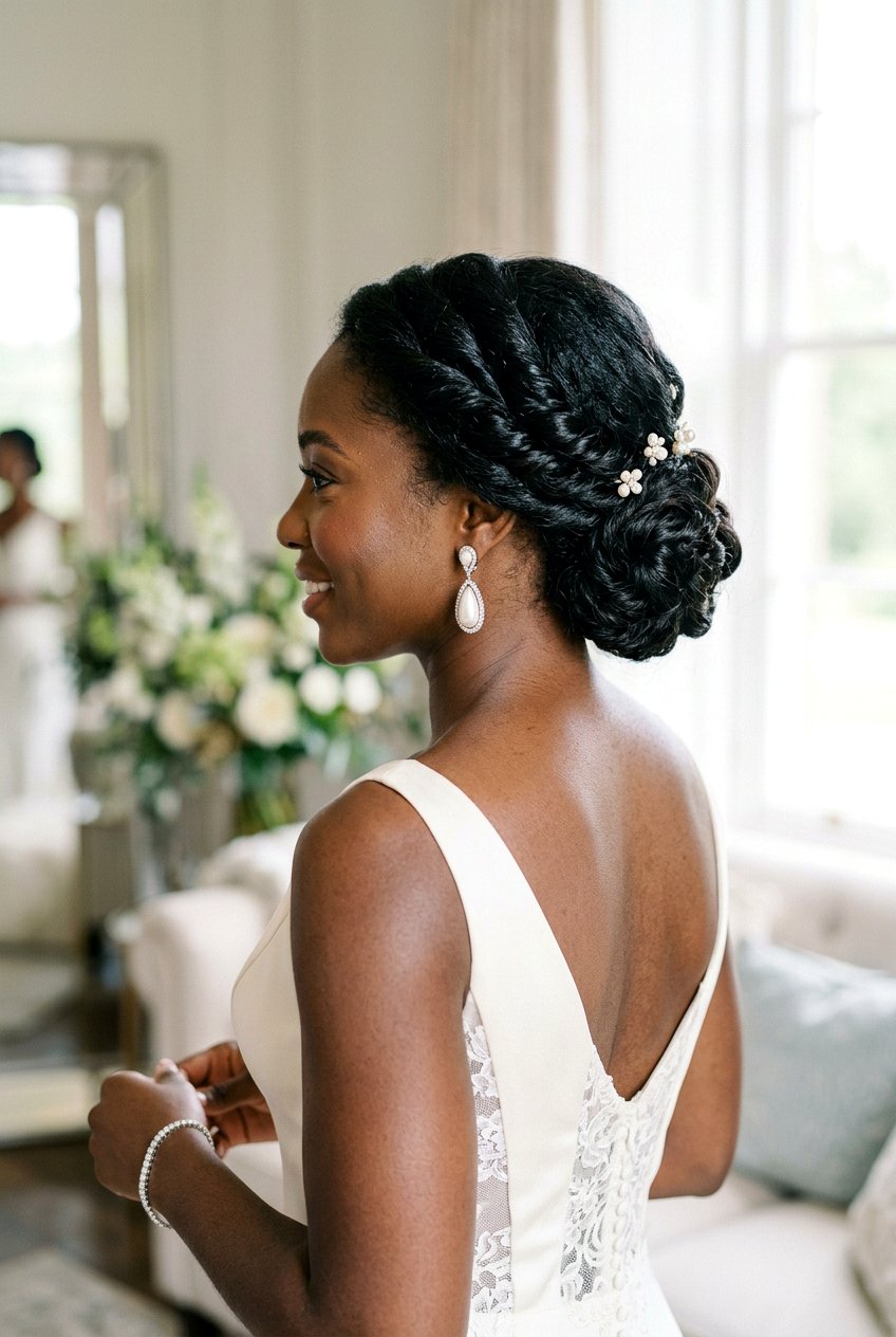 Bridal Low Chignon For Black Hair - 20 black women bridal hairstyle ideas - 20 black women bridal hairstyle ideas