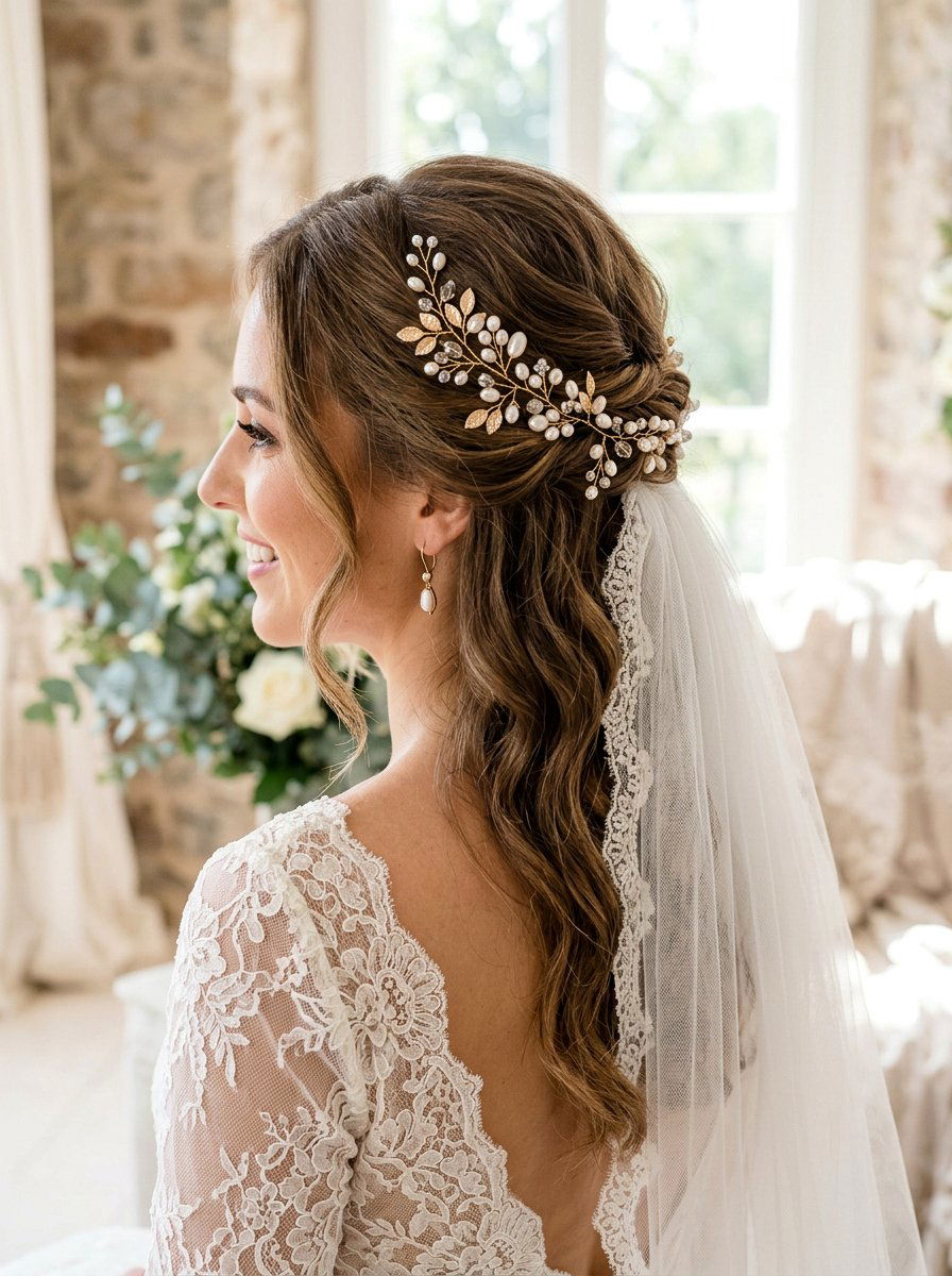 Bridal Pearl Clip Half Up - 20 pearl clip half up hairstyle - 20 pearl clip half up hairstyle