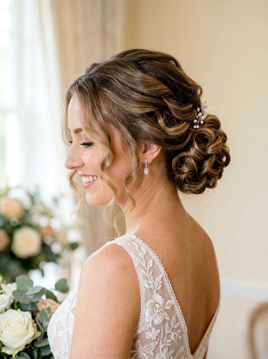 Bridal Pin Up Curls Updo - 20 pin up curls hairstyle - 20 pin up curls hairstyle