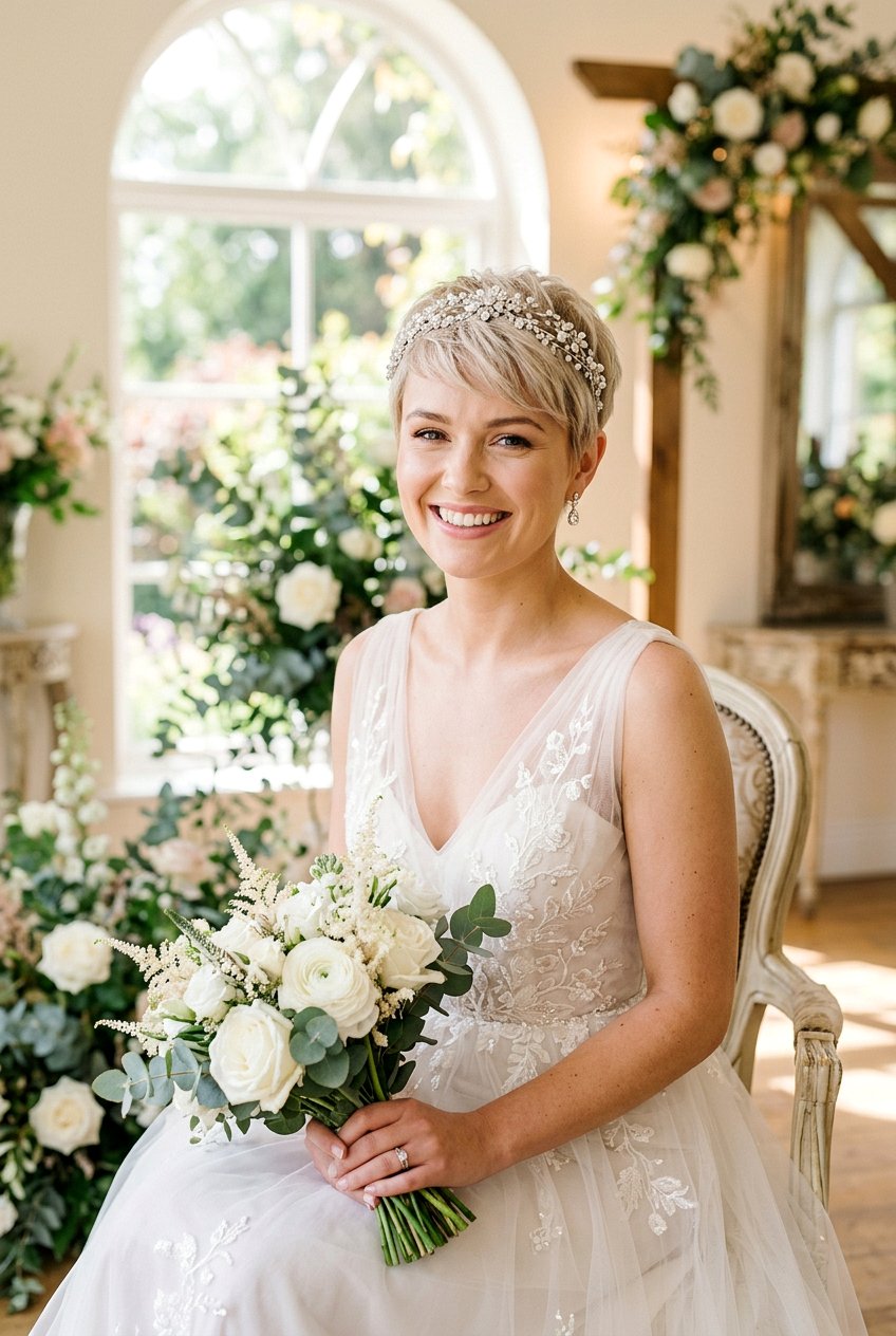 Bridal Pixie With Headband - 20 bridal hairstyle for short pixie hair - 20 bridal hairstyle for short pixie hair