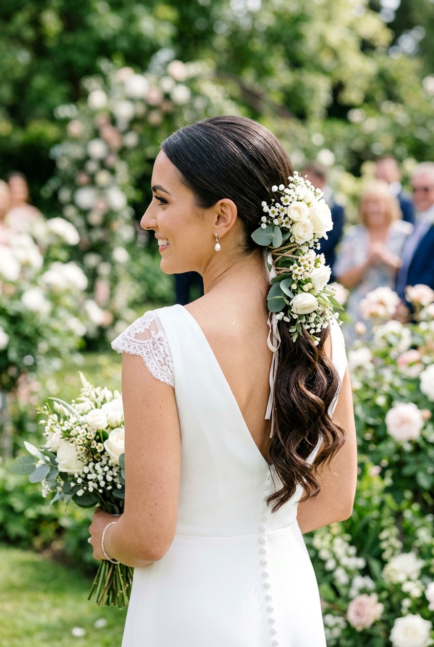 Bridal Ponytail With Fresh Flowers - 20 bridal hairstyles with fresh flowers - 20 bridal hairstyles with fresh flowers