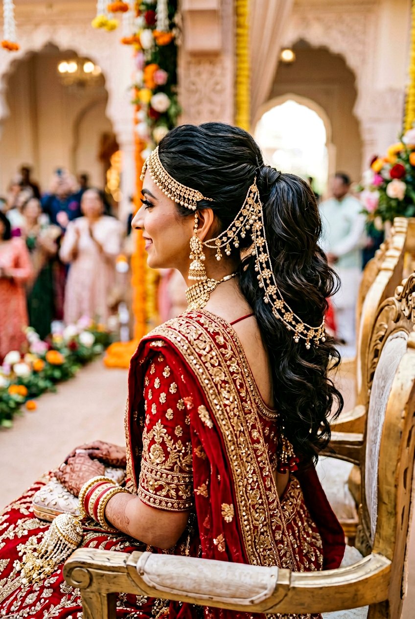 Bridal Ponytail With Hair Accessories Chain - 20 indian bridal ponytail hairstyle - 20 indian bridal ponytail hairstyle