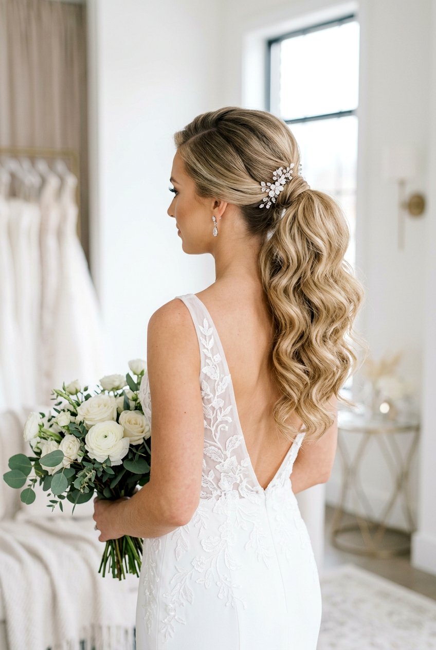 Bridal Ponytail With Side Part And Hair Extensions - 20 bridal ponytail with side part - 20 bridal ponytail with side part