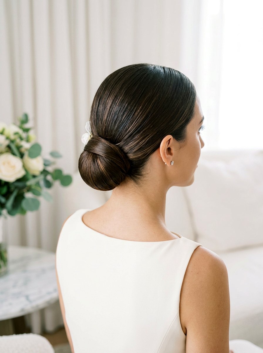 Bridal Sleek Low Bun - 20 glamorous bridal hairstyle ideas - 20 glamorous bridal hairstyle ideas