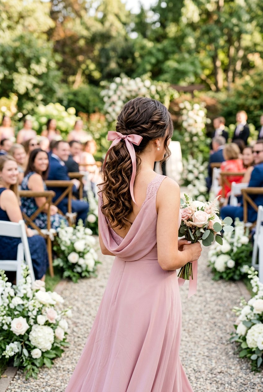 Bridesmaid Curls With Ribbon Tie - 20 bridesmaid hairstyles with curls - 20 bridesmaid hairstyles with curls