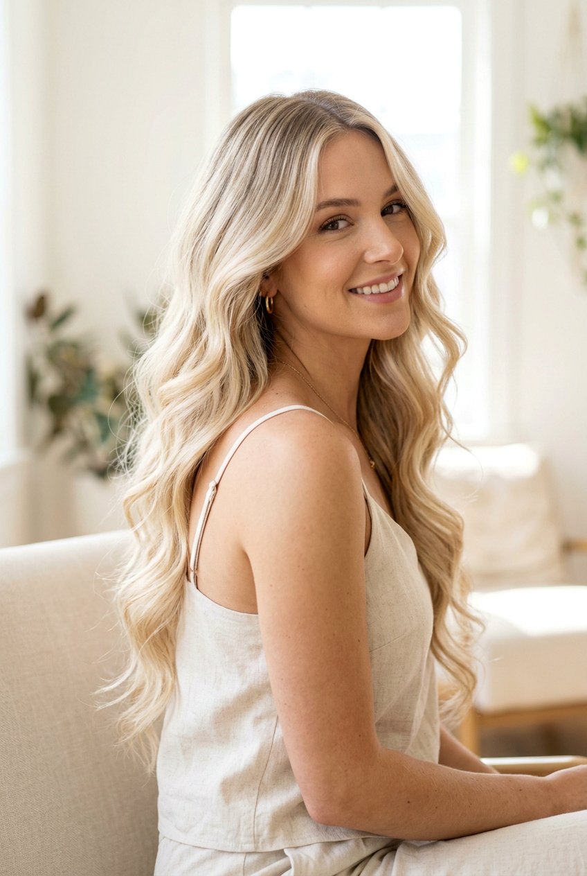Bright Blonde Balayage With Soft Waves - 20 bright blonde balayage ideas - 20 bright blonde balayage ideas