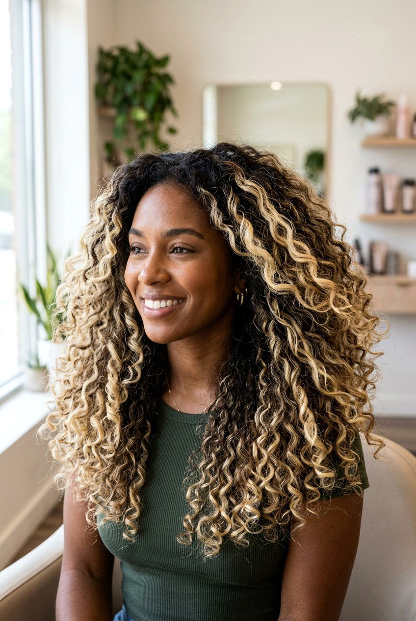 Bright Blonde Balayage on Thick Curly Hair - 20 blonde balayage for curly hair - 20 blonde balayage for curly hair