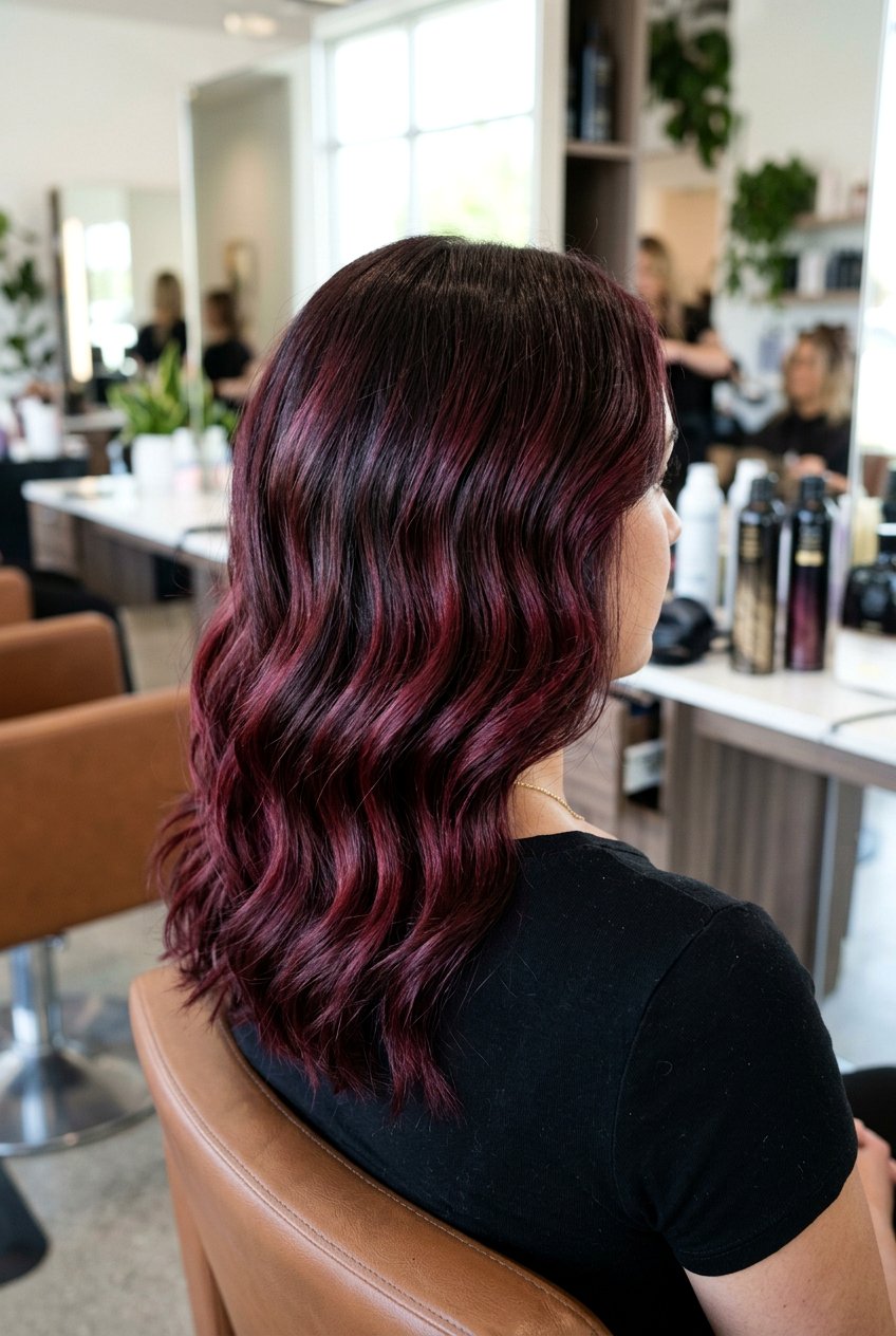 Bright Burgundy Balayage - 20 burgundy balayage on dark hair - 20 burgundy balayage on dark hair