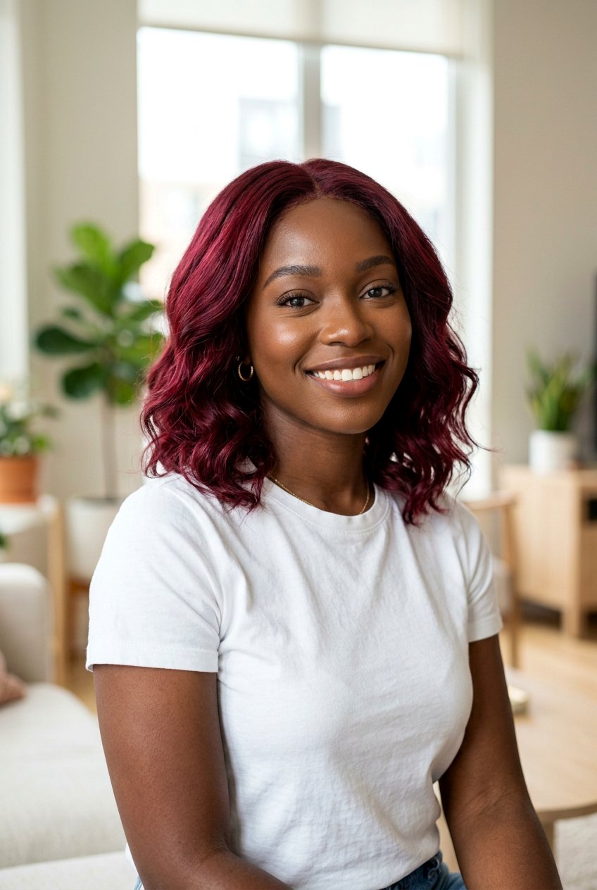 20 Flattering Burgundy Hair Color Ideas for Dark Skin Tones