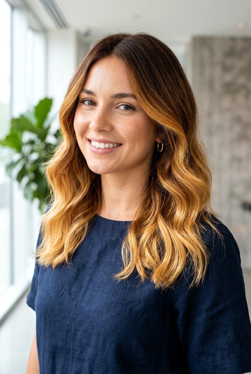 Bright Caramel Ombre On Medium Length Hair - 20 caramel ombre hair - 20 caramel ombre hair