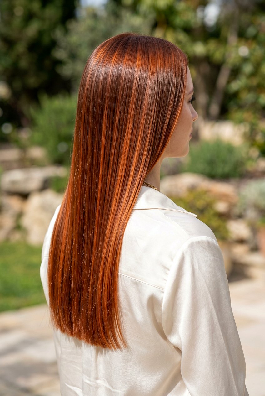 Bright Copper Balayage on Straight Hair - 20 bright copper balayage ideas - 20 bright copper balayage ideas