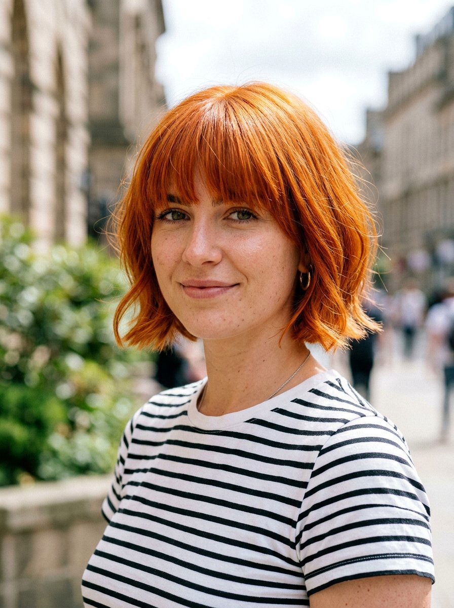 Bright Copper French Bob - 20 copper bob hair color ideas - 20 copper bob hair color ideas