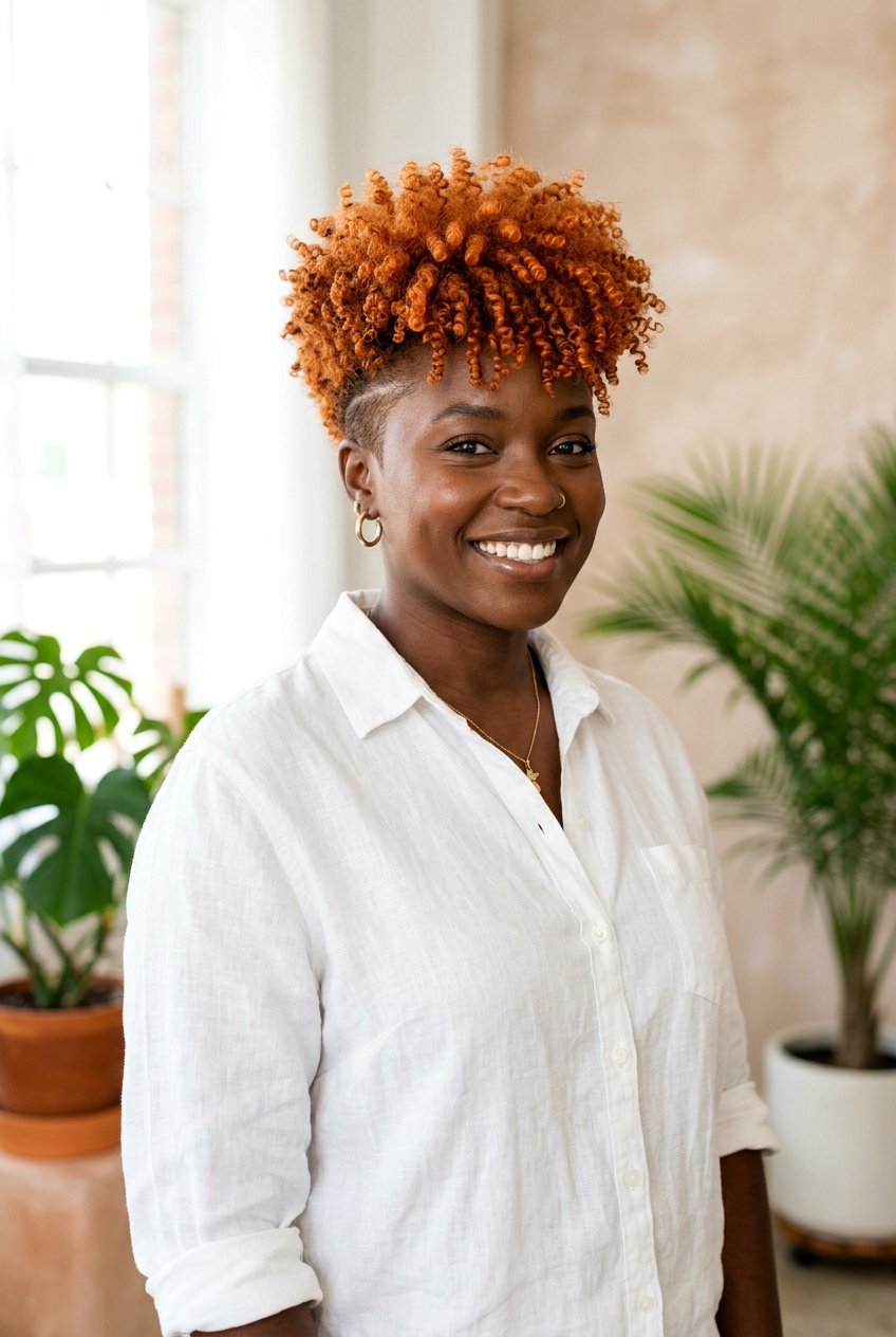 Bright Copper Tapered Fro - 20 tapered fro with color for women - 20 tapered fro with color for women