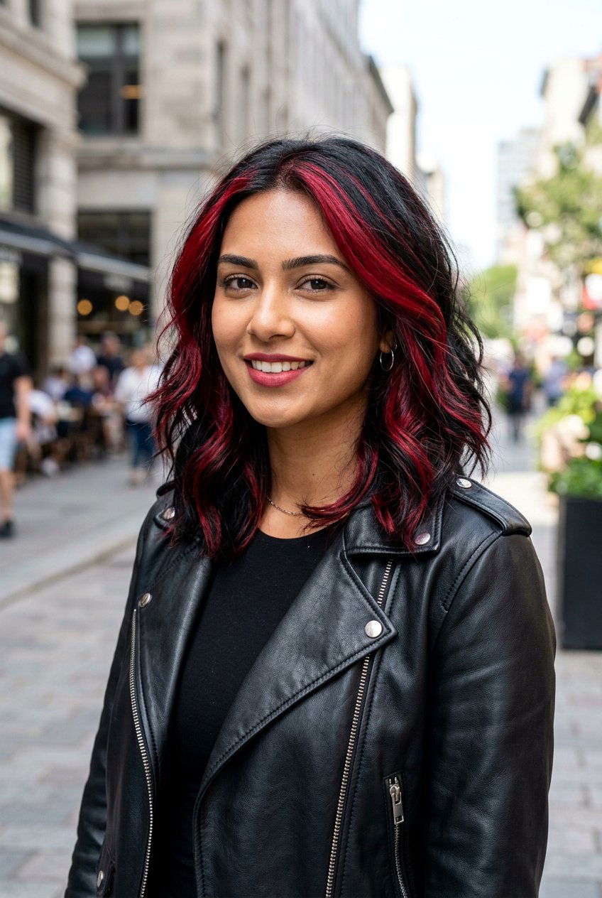 Bright Cranberry Highlights Black Hair - 20 cranberry highlights on black hair - 20 cranberry highlights on black hair