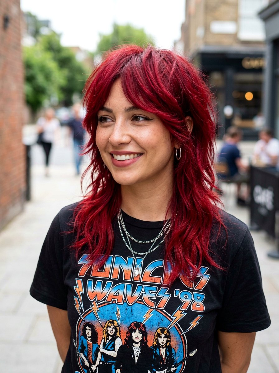 Bright Crimson Red Shag - 20 red shag hair color ideas - 20 red shag hair color ideas