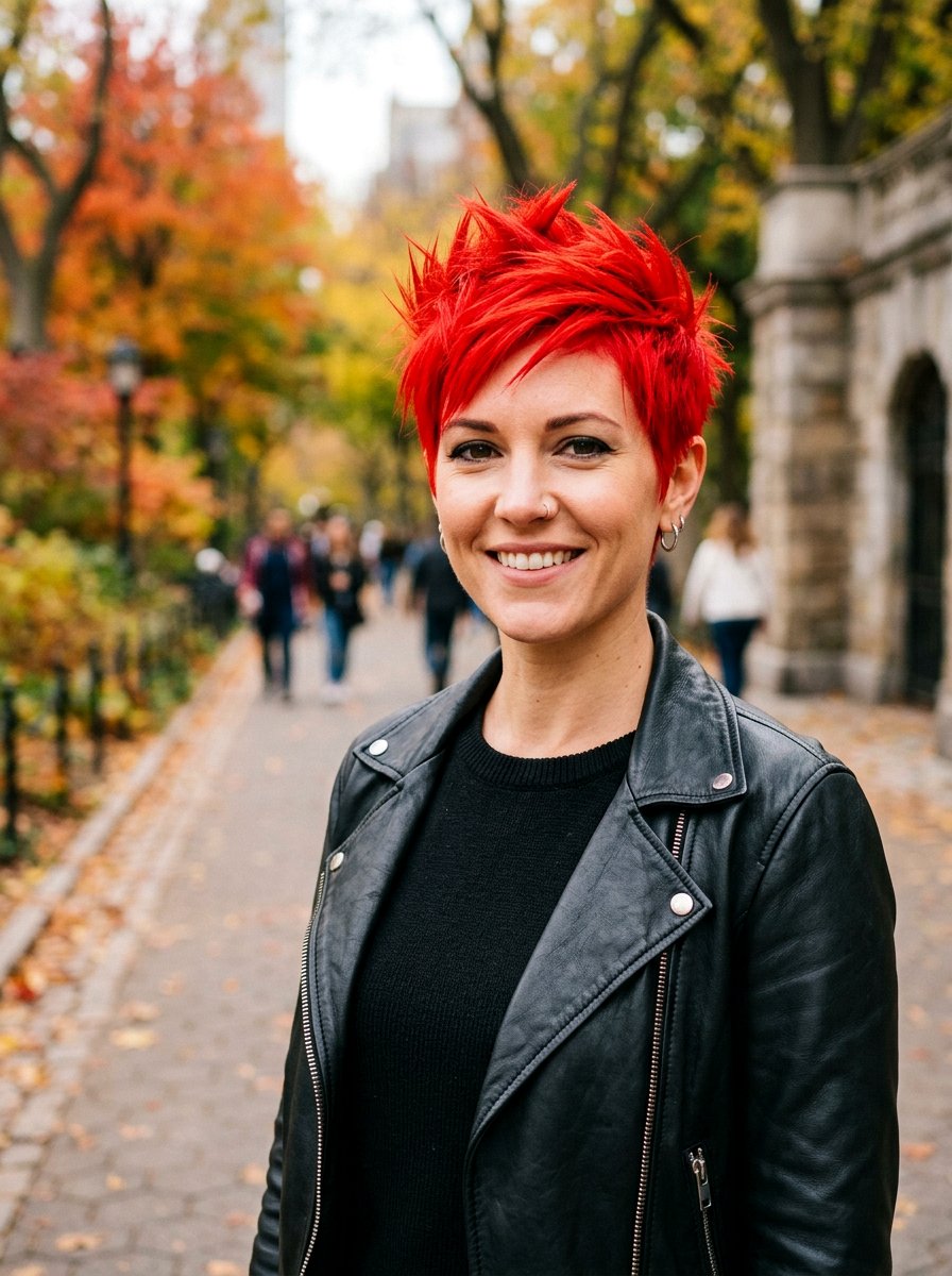 Bright Fire Engine Red Pixie - 20 red pixie hair color ideas - 20 red pixie hair color ideas