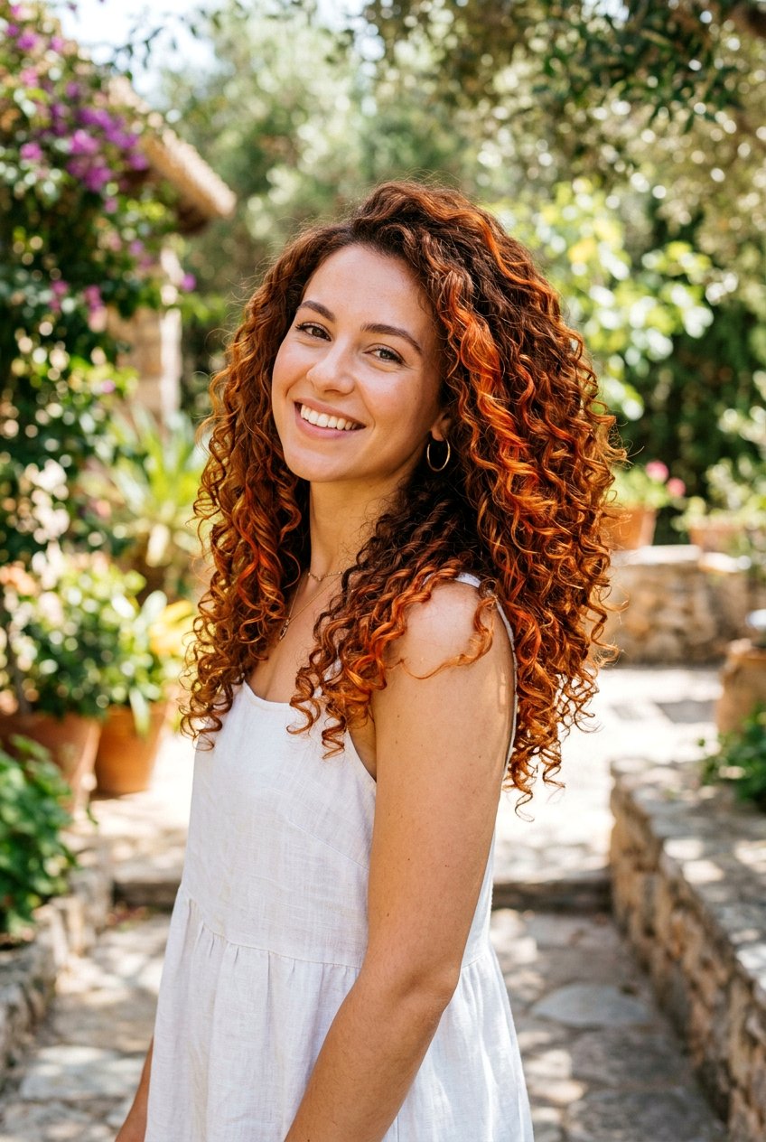 Bright Ginger Copper Balayage - 20 copper balayage for curly hair women - 20 copper balayage for curly hair women