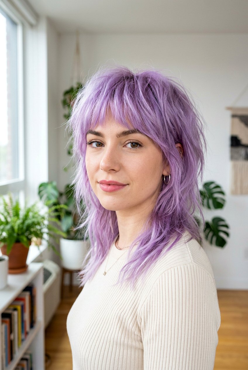 Bright Lavender Wolf Cut - 20 pastel purple hair - 20 pastel purple hair