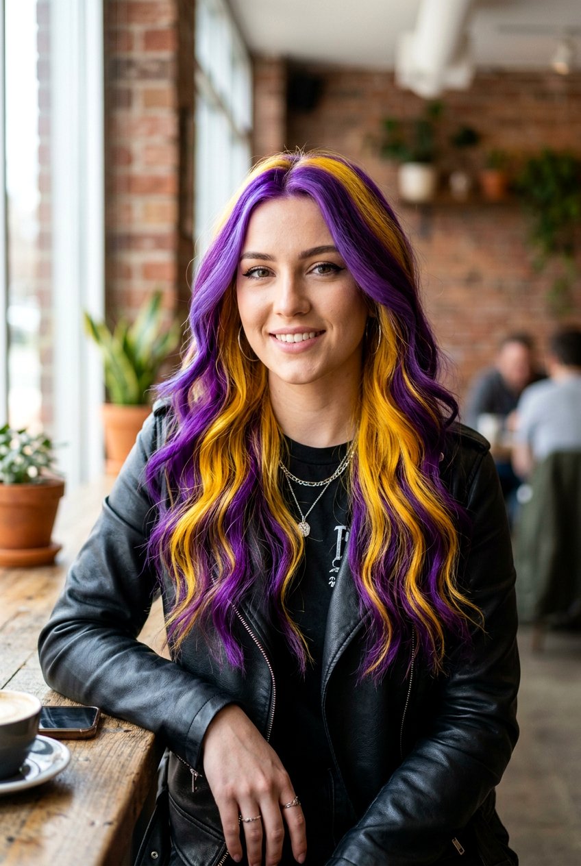 Bright Purple and Yellow Unicorn Hair Color - 20 unicorn hair color ideas - 20 unicorn hair color ideas
