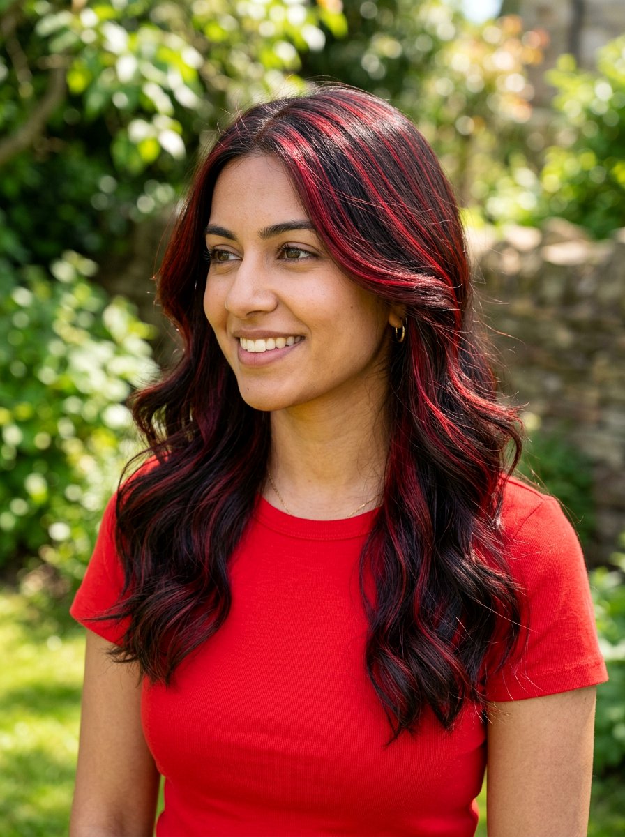 Bright Red Babylights For Dark Brunette - 20 red babylights for dark brunette hair - 20 red babylights for dark brunette hair