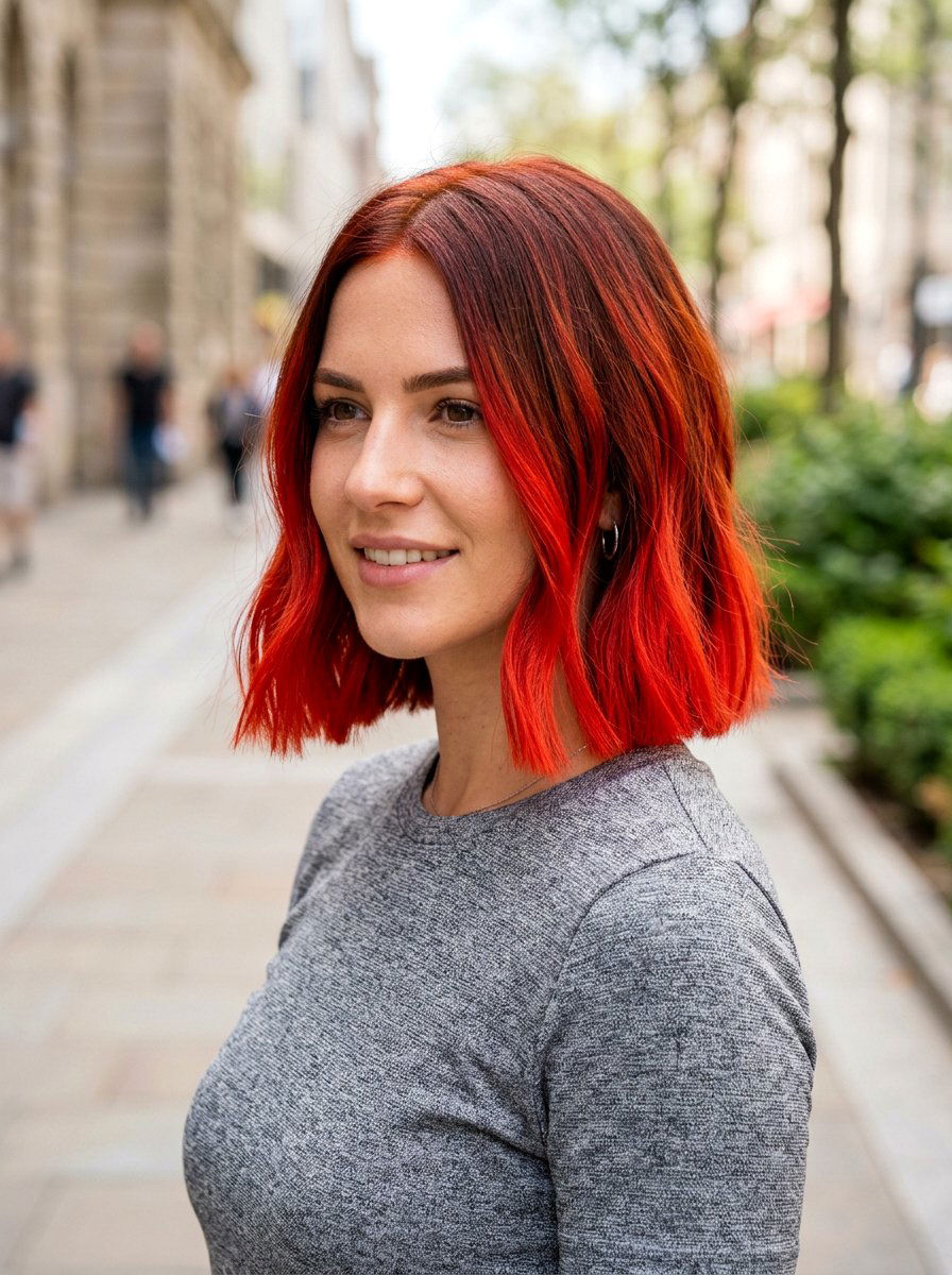 Bright Red Balayage Blunt Bob - 20 red balayage for shoulder length hair - 20 red balayage for shoulder length hair