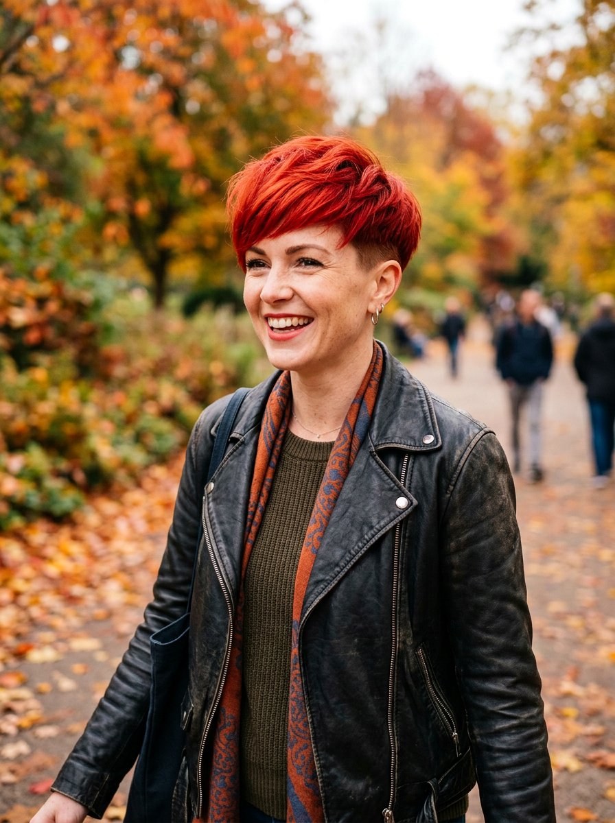Bright Red Pixie Bob - 20 red bob hair color ideas - 20 red bob hair color ideas