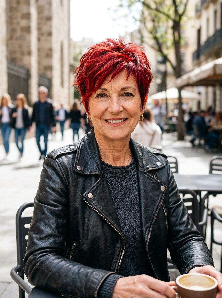 Bright Red Textured Pixie - 20 red refresh for older women - 20 red refresh for older women