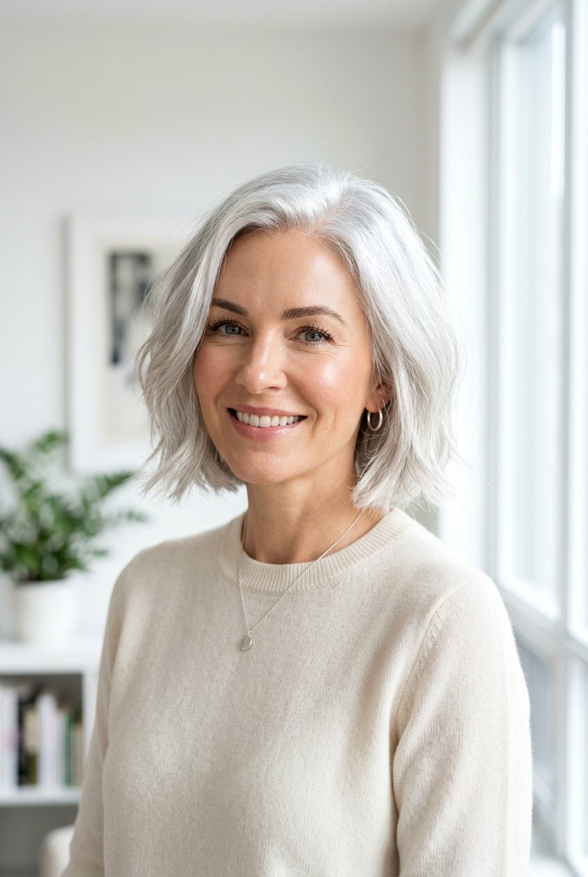 Bright Silver White - 20 silver hair color ideas - 20 silver hair color ideas