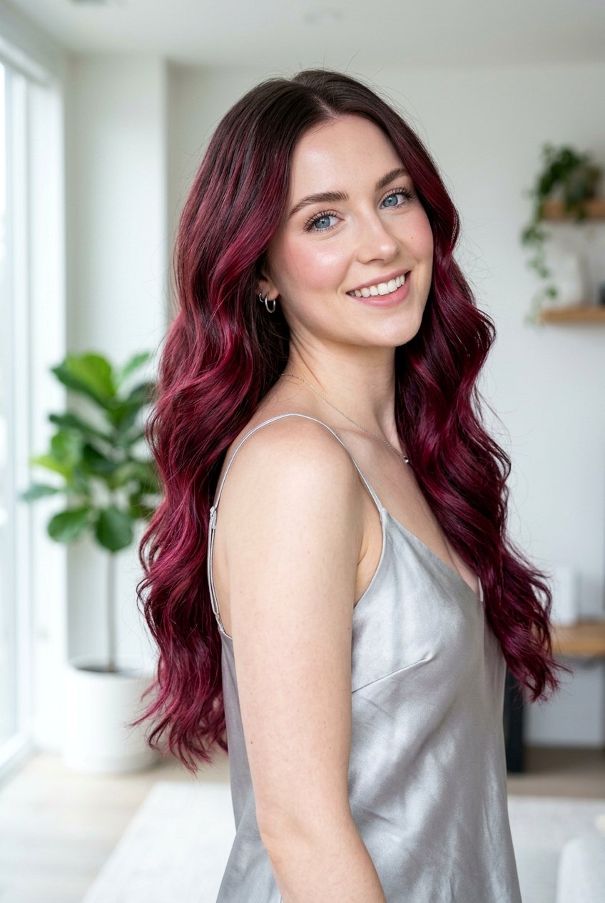 Bright burgundy balayage for cool skin tones - 20 burgundy balayage for mature women - 20 burgundy balayage for mature women