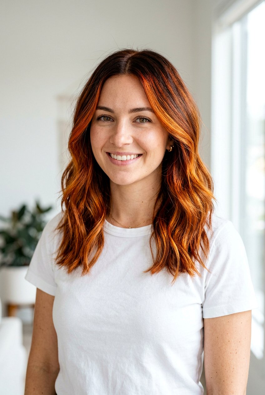 Bright copper auburn balayage shoulder length - 20 auburn balayage for shoulder length hair - 20 auburn balayage for shoulder length hair