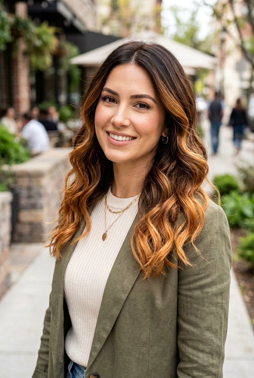 Bronze Balayage On Dark Brown Hair With High Contrast Ends - 20 bronze balayage on dark brown hair - 20 bronze balayage on dark brown hair