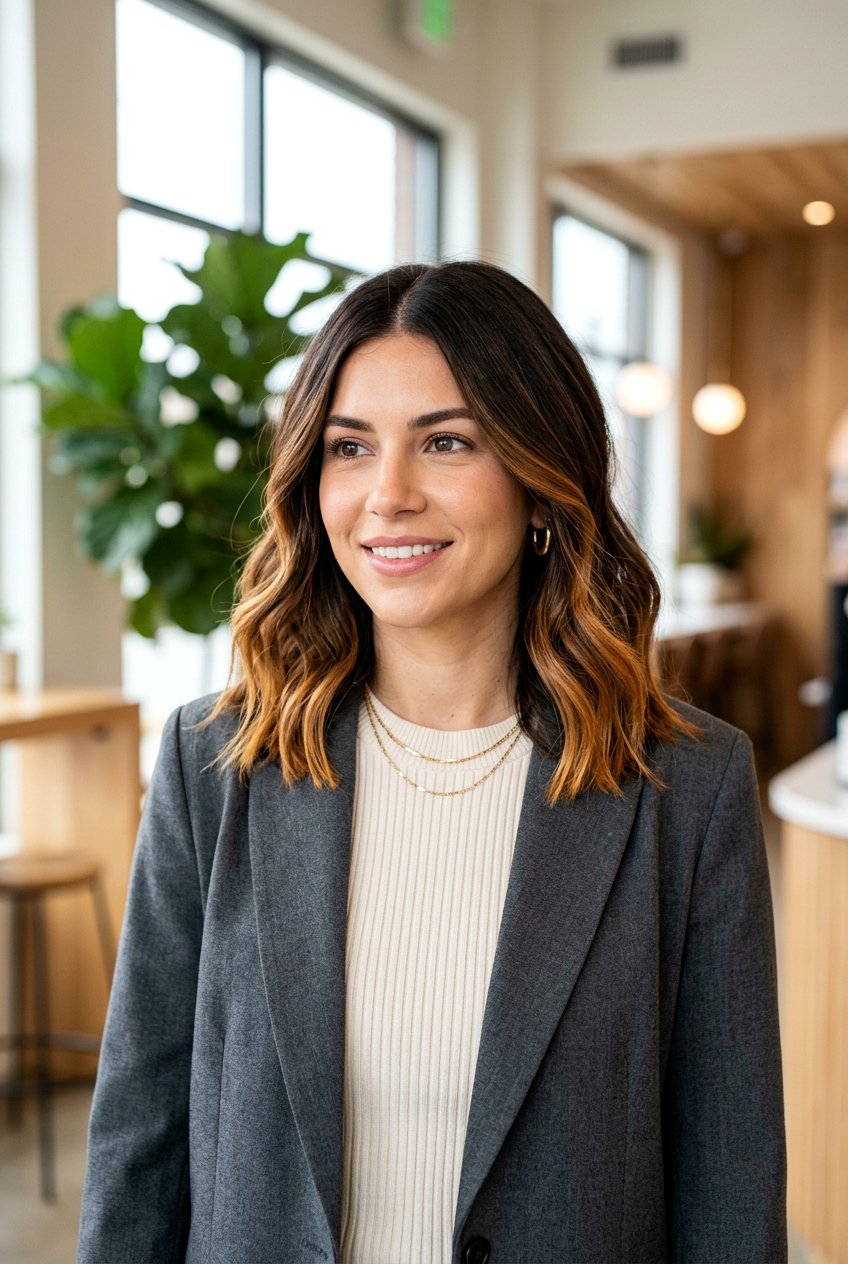 Bronze Balayage On Dark Brown Lob - 20 bronze balayage on dark brown hair - 20 bronze balayage on dark brown hair