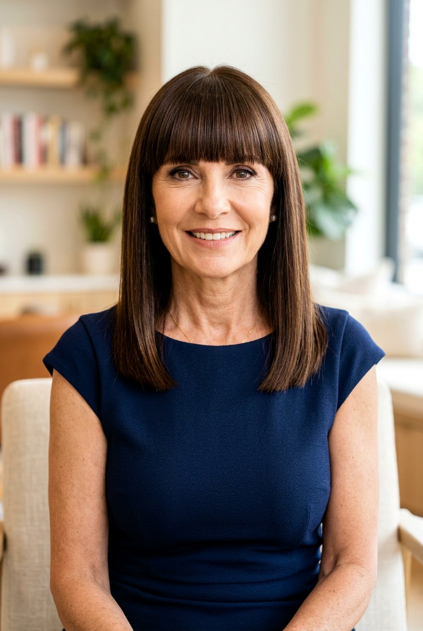 Brow Grazing Fringe - 20 soft fringe haircut for mature women - 20 soft fringe haircut for mature women