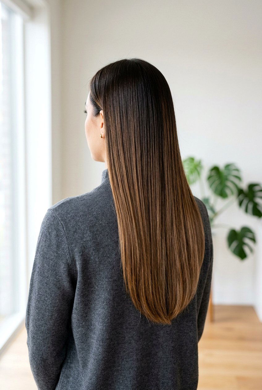 Brown Balayage On Straight Dark Hair - 20 glossy brown black balayage - 20 glossy brown black balayage