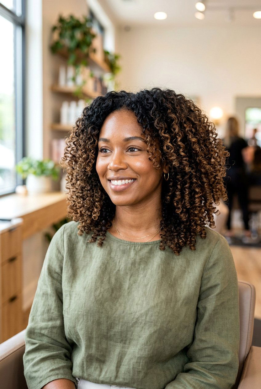 Brown Black Balayage on Curly Hair - 20 black hair makeover ideas - 20 black hair makeover ideas