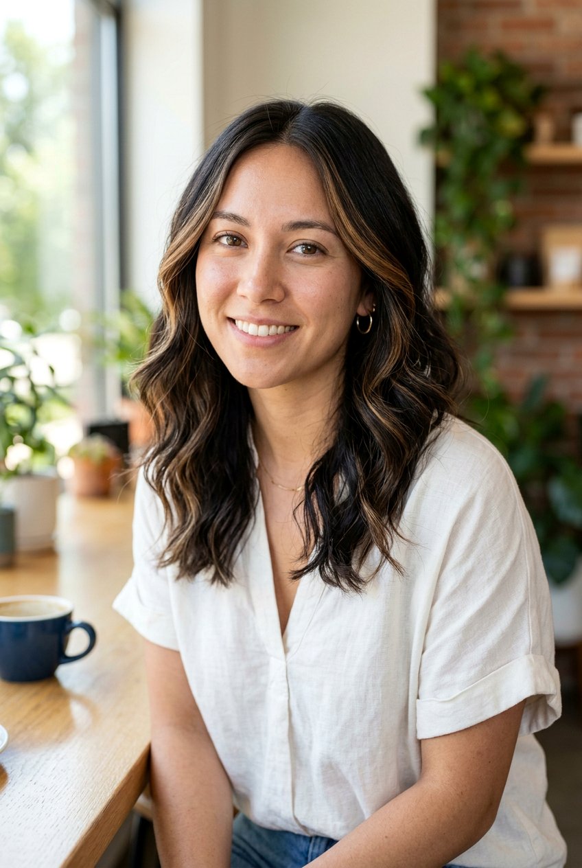 Brown Black Hair With Face Framing Highlights - 20 dimensional brown black hair - 20 dimensional brown black hair