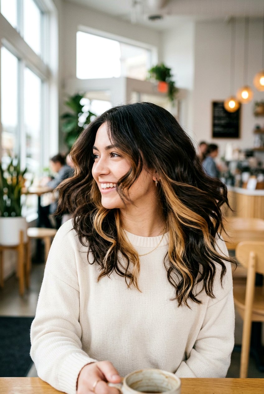 Brown Black Hair With Peekaboo Highlights - 20 dimensional brown black hair - 20 dimensional brown black hair