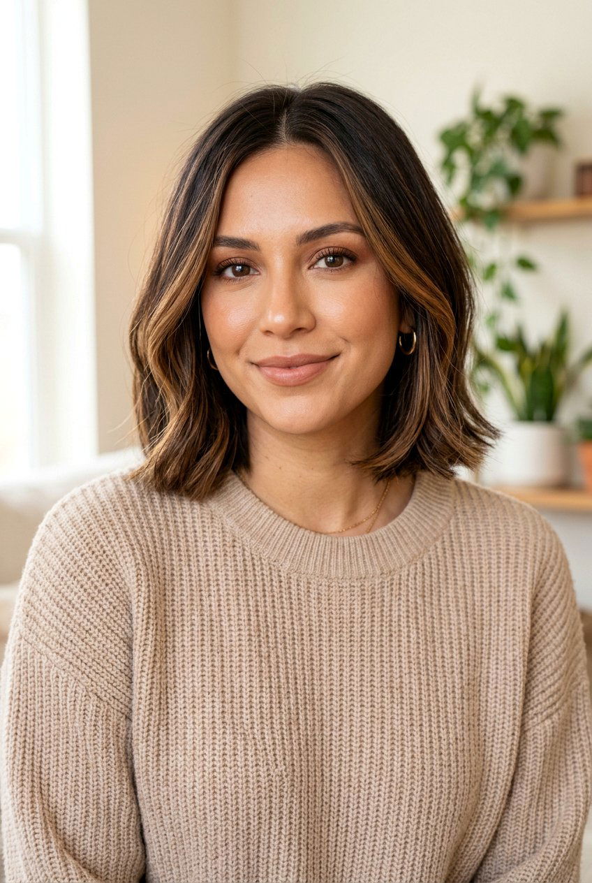 Brown Bob With Caramel Balayage - 20 balayage on bob haircut - 20 balayage on bob haircut