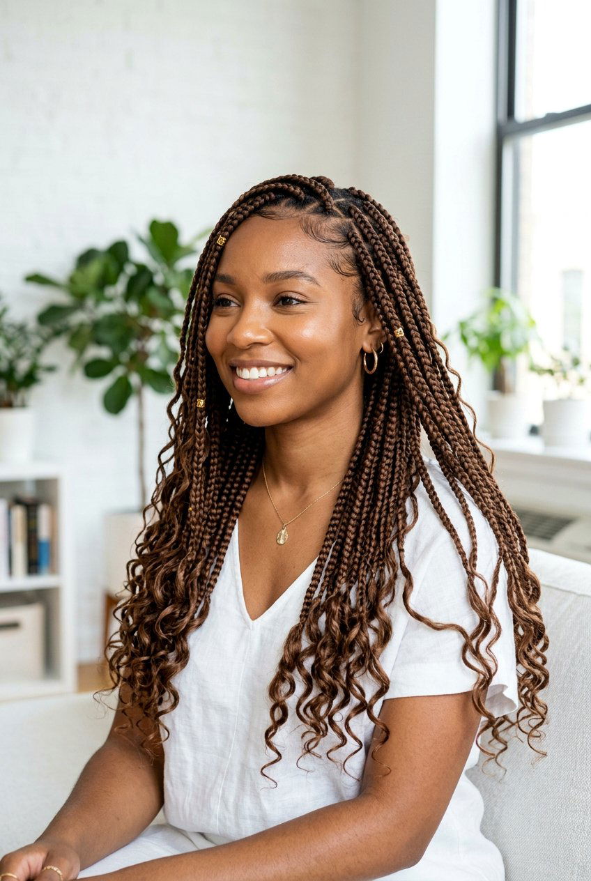 Brown Bohemian Box Braids - 20 bohemian box braids - 20 bohemian box braids