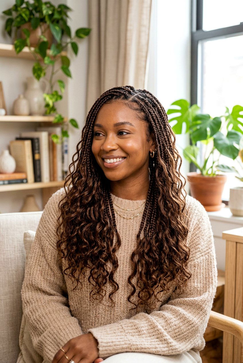 Brown Boho Knotless Braids - 20 boho knotless braids hairstyle - 20 boho knotless braids hairstyle