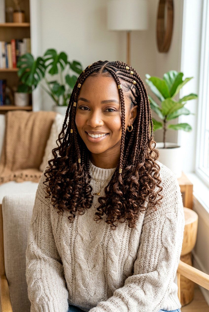 Brown Fulani Braids With Curly Ends - 20 fulani braids with curly ends - 20 fulani braids with curly ends