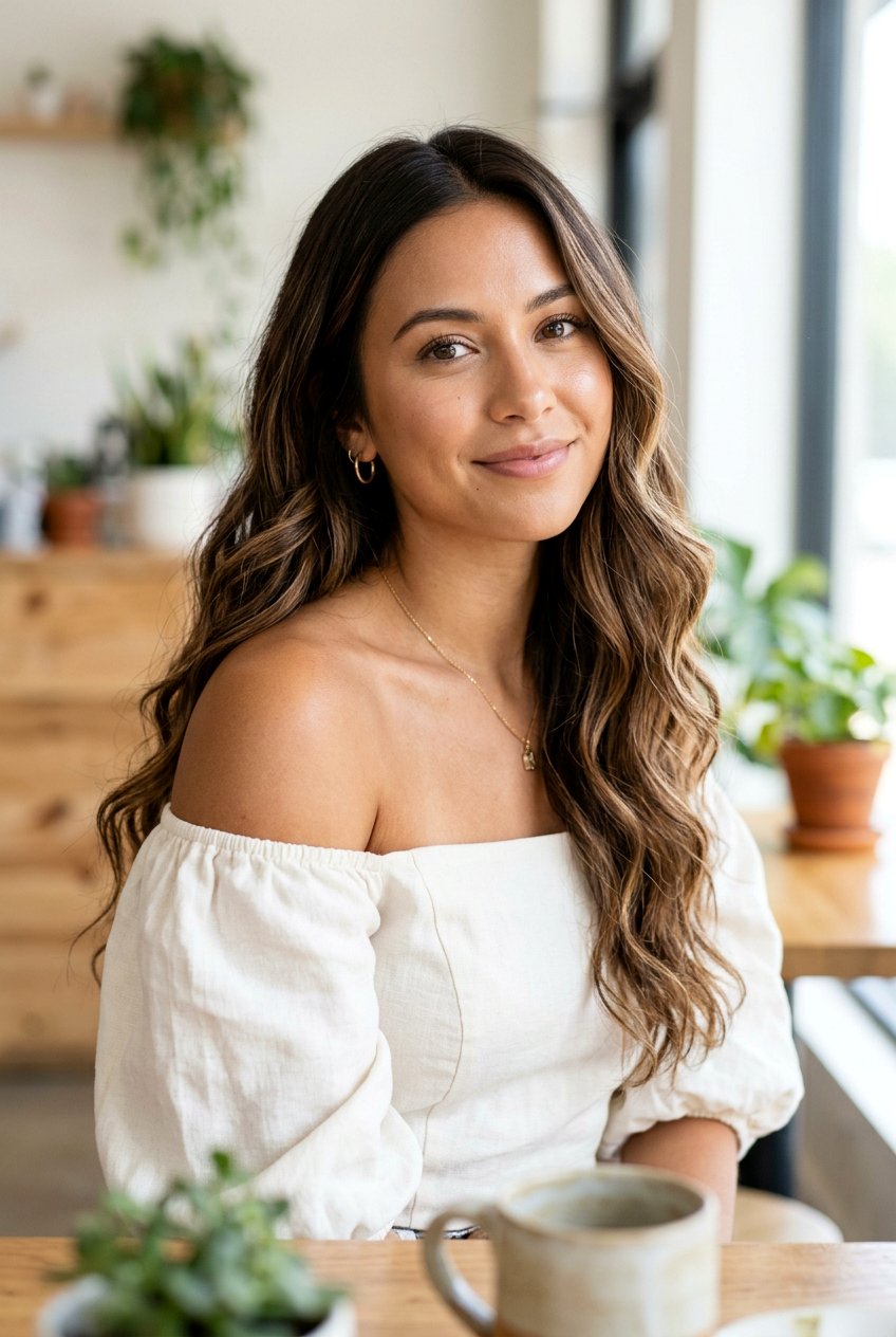 Brown Hair With Honey Brown Balayage - 20 blended highlights on brown hair - 20 blended highlights on brown hair