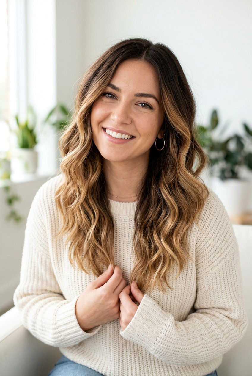 Brown Hair With Soft Ombre Highlights - 20 blended highlights on brown hair - 20 blended highlights on brown hair