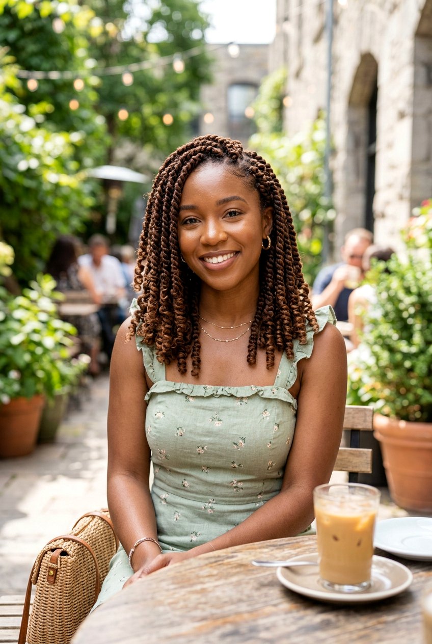 Brown Passion Twists With Curly Ends - 20 passion twists with curly ends - 20 passion twists with curly ends