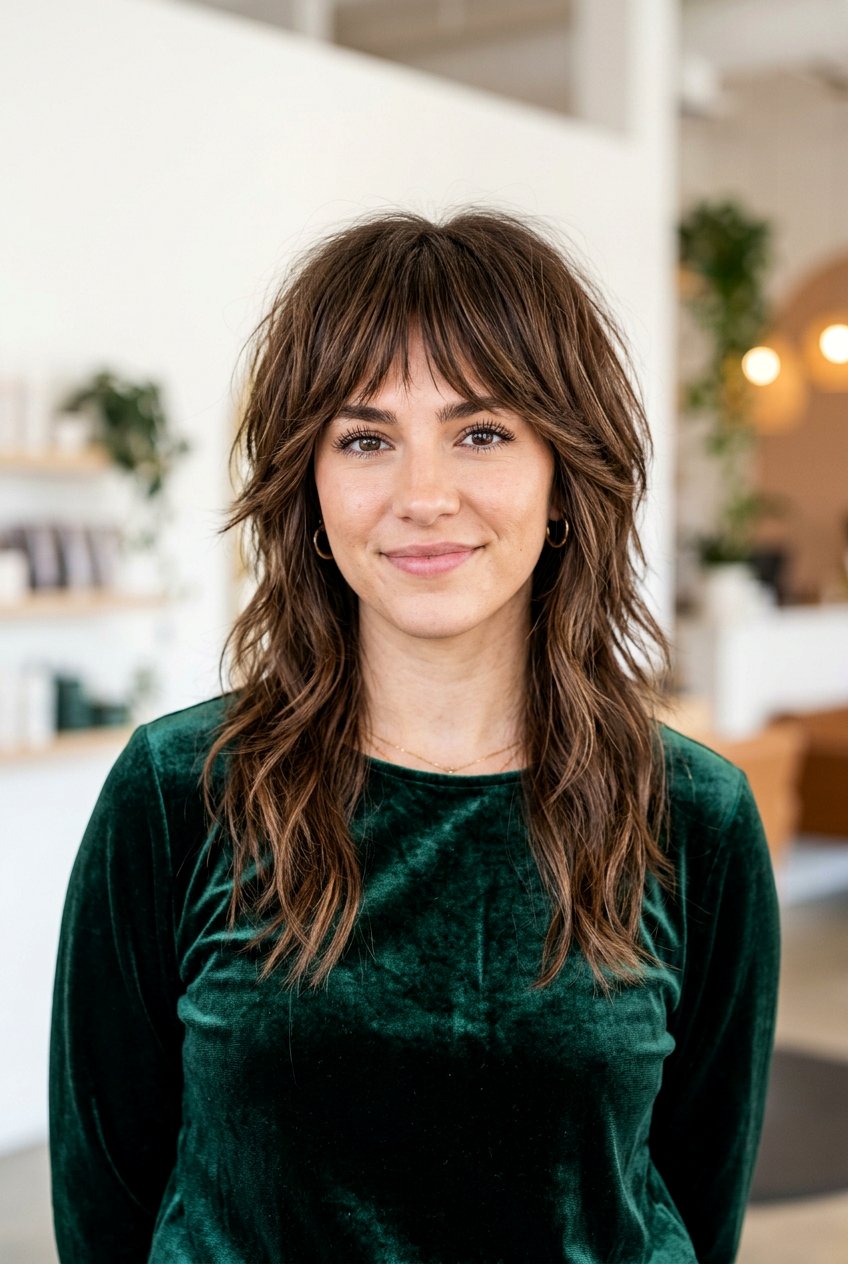 Brown Textured Wolf Cut - 20 textured wolf cut for straight hair women - 20 textured wolf cut for straight hair women